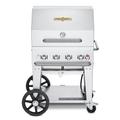 Crown Verity CV-MCB-30RDP-NG 28" Mobile Gas Commercial Outdoor Charbroiler w/ Roll Dome, Natural Gas, 30" Wide, Stainless Steel, Gas Type: NG