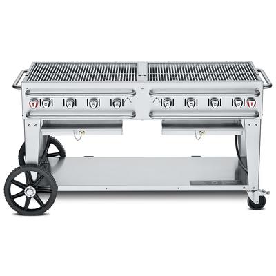 Crown Verity CV-RCB-60-SI50/100 58" Mobile Gas Commercial Outdoor Grill w/ Undershelf, Liquid Propane, 8 Burners, LP Gas, Stainless Steel, Gas Type: LP