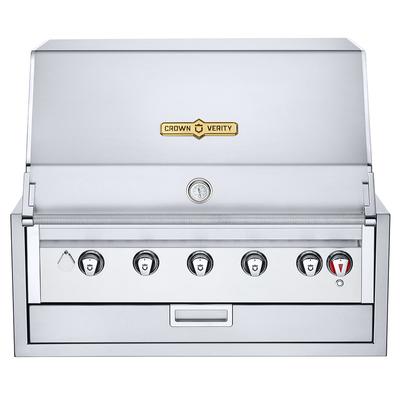 Crown Verity IBI36 NG 36" Built In Commercial Outdoor Charbroiler w/ 5 Burners - Roll Dome, Natural Gas, Stainless Steel, Gas Type: NG