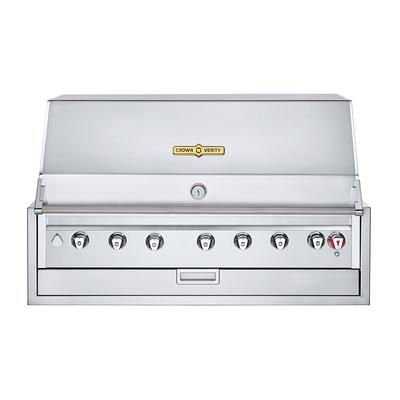 Crown Verity IBI42 LP 42" Built In Commercial Outdoor Charbroiler w/ 6 Burners - Roll Dome, Liquid Propane, Stainless Steel, Gas Type: LP