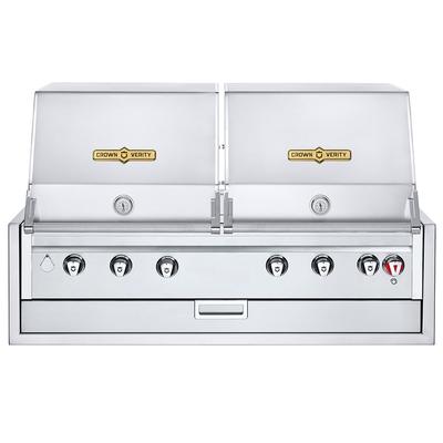 Crown Verity IBI482RD NG 48" Built In Commercial Outdoor Charbroiler w/ 6 Burners - 6 Roll Domes, Natural Gas, Stainless Steel, Gas Type: NG