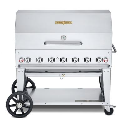Crown Verity CV-MCB-48RDP-NG 46" Mobile Gas Commercial Outdoor Charbroiler w/ Water Pan, Natural Gas, Stainless Steel, Gas Type: NG