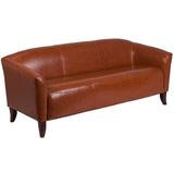 Flash Furniture 111-3-CG-GG 72 3/4" Reception Sofa w/ Cognac LeatherSoft Upholstery - Cherry Wood Feet, Brown