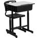 Flash Furniture YU-YCX-046-09010-GG Student Desk w/ Plastic Chair - Gray Laminate Top, Black Steel Frame