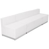 Flash Furniture ZB-803-680-SET-WH-GG Hercules Alon 3 Piece Modular Reception Sofa Set - LeatherSoft Upholstery, White