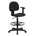 Flash Furniture BT-659-BLK-ARMS-GG Swivel Drafting Stool w/ Arms & Low Back - Black Polyester Upholstery