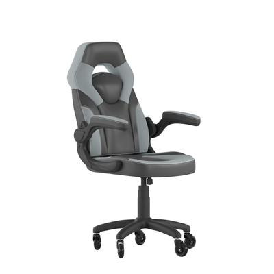 Flash Furniture CH-00095-GY-RLB-GG Swivel Gaming Chair w/ Black & Gray LeatherSoft Back & Seat - Black Base