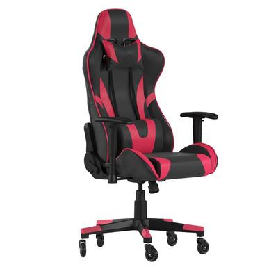 Flash Furniture CH-187230-1-Red-RLB-GG Swivel Gaming Chair - LeatherSoft Back & Seat, Black/Red