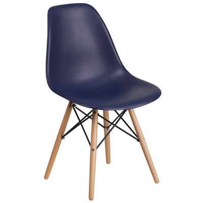 Flash Furniture FH-130-DPP-NY-GG Accent Side Chair - Navy Blue Plastic Seat, Wood Base