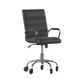Flash Furniture GO-2286M-BK-RLB-GG Swivel Office Chair w/ Mid Back - Black LeatherSoft Upholstery, Chrome