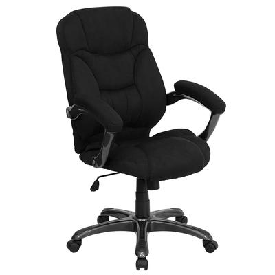 Flash Furniture GO-725-BK-GG Swivel Office Chair w/ High Back - Black Microfiber Upholstery