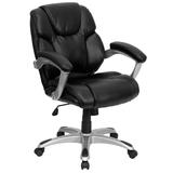 Flash Furniture GO-931H-MID-BK-GG Swivel Office Chair w/ Mid Back - Black LeatherSoft Upholstery