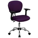 Flash Furniture H-2376-F-PUR-ARMS-GG Swivel Office Arm Chair w/ Mid Back - Purple Mesh Back & Seat