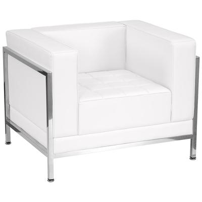 Flash Furniture ZB-IMAG-CHAIR-WH-GG Arm Chair - White LeatherSoft Upholstery, Stainless Legs