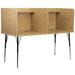 Flash Furniture MT-M6222-DBLSC-OAK-GG Stand Alone Double Study Carrel w/ Upper Shelves - Oak Laminate Surface, Brown