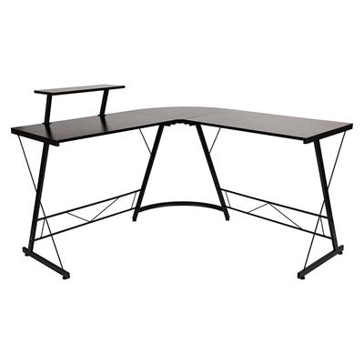 Flash Furniture NAN-CD-22181-BK-BK-G Corner Computer Desk w/ Black Laminate Top & Black Metal Frame - 83 1/2"W x 48"D x 29"H