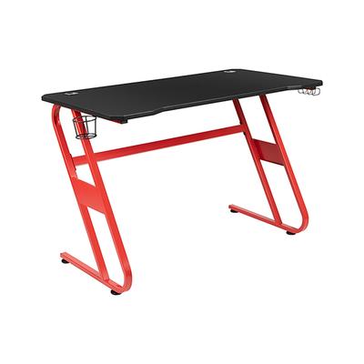 Flash Furniture NAN-RS-G1030-RD-GG Ergonomic Gaming Desk w/ Black Laminate Top & Red Metal Frame - 51 1/2"W x 23 3/4"D x 30"H