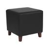 Flash Furniture QY-S09-BKL-GG Ascalon 16" Square Ottoman/Pouf w/ Black LeatherSoft Upholstery & Wood Grain Plastic Feet