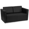 Flash Furniture ZB-TRINITY-8094-LS-BK-GG Hercules Trinity Loveseat w/ Black LeatherSoft Upholstery, Stainless Legs