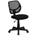 Flash Furniture WA-3074-BK-GG Swivel Task/Computer Chair w/ Low Back - Black Plastic Back & Seat