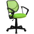 Flash Furniture WA-3074-GN-A-GG Swivel Computer Arm Chair w/ Low Back - Green Mesh Back & Seat