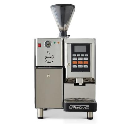 Astra SM222-1 Automatic Self Serve Commercial Espresso Machine w/ 2 Hoppers & 4 1/5 liter Boiler - 110v, 1-Step Double Hopper, Stainless Steel