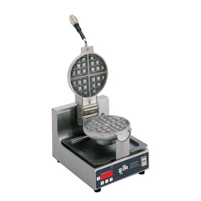 Star SWBB 208/240 Single Classic Belgian Commercial Waffle Maker w/ Aluminum Grids, 912W, Makes 7" x 1" Waffles, 240V, Stainless Steel