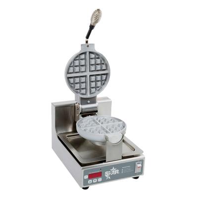 Star SWBB Single Classic Belgian Commercial Waffle Maker w/ Aluminum Grids, 912W, Makes 7" x 1" Waffles, 240V, Stainless Steel