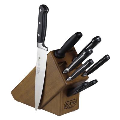 Winco KFP-BLKA 8 Piece Knife Set w/ Wooden Block, ...
