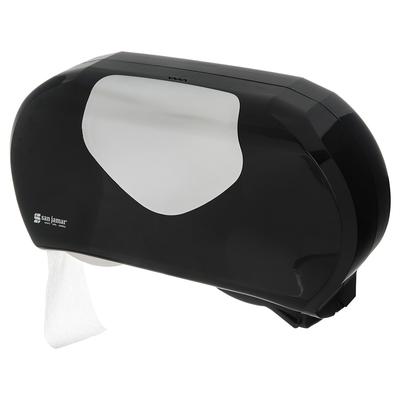 San Jamar R4070BKSS Toilet Paper Dispenser - Fits (2) 9" Jumbo Rolls, Black/Stainless