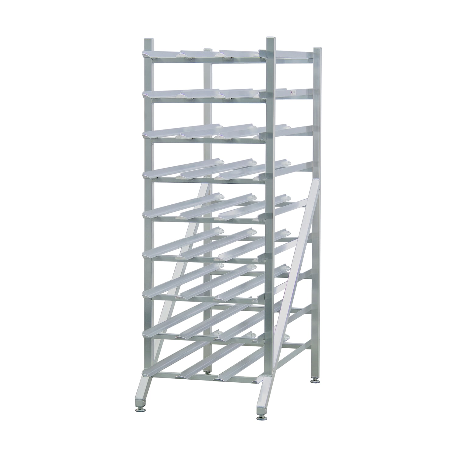 New Age 1256 71"H Stationary Can Rack w/ 216 #10 or 216 #5 Capacity, Adjustable Feet, Silver