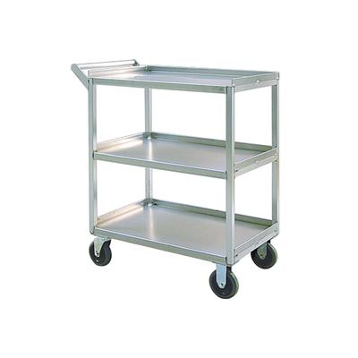 New Age 97769 3 Level Aluminum Utility Cart w/ 550 lb Capacity, Raised Ledges, Silver