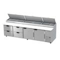 Beverage Air DPD119HC-4 119" Pizza Prep Table w/ Refrigerated Base, 115v, 4 Drawers, Stainless Steel