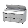 Beverage Air DPD67HC-4 67" Pizza Prep Table w/ Refrigerated Base, 115v, Stainless Steel
