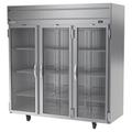 Beverage Air HFS3HC-1G Horizon Series 78" 3 Section Reach In Freezer - (3) Glass Doors, 115v, Silver