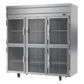Beverage Air HR3HC-1HG 78" 3 Section Reach In Refrigerator - (6) Left/Right Hinge Glass Doors, 115v, Electronic Control, Silver