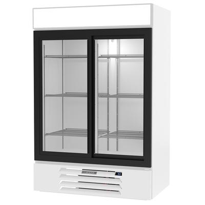 Beverage-Air MMR45HC-1-W 52" MarketMax 2 Section Glass Door Merchandiser - 2 Sliding Doors, White, 115v