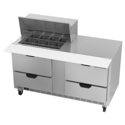 Beverage Air SPED60HC-12M-4 60" Sandwich/Salad Prep Table w/ Refrigerated Base, 115v, Stainless Steel