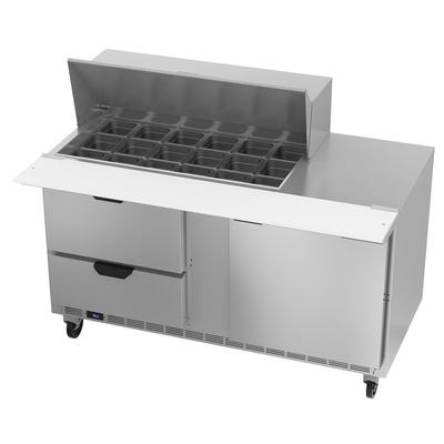 Beverage Air SPED60HC-18M-2 60" Sandwich/Salad Prep Table w/ Refrigerated Base, 115v, Stainless Steel