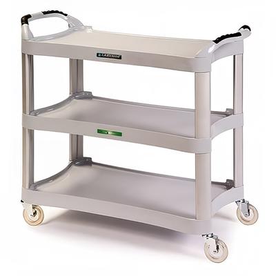 Lakeside 2510 3 Level Polymer Utility Cart w/ 500 lb Capacity, Flat Ledges, Gray