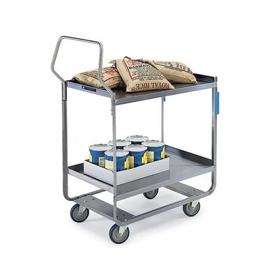 Lakeside 4521 2 Level Stainless Utility Cart w/ 700 lb Capacity, Raised Ledges, Silver