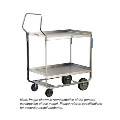 Lakeside 4744 2 Level Stainless Utility Cart w/ 700 lb Capacity, Raised Ledges, Silver