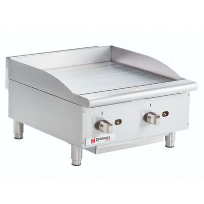 Cecilware Pro CE-G24TPF 24" Gas Commercial Griddle w/ Thermostatic Controls - 1" Steel Plate, Convertible, Stainless Steel, Convertible Gas, Gas Type: Convertible