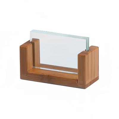 Cal-Mil 1510-32-60 Tabletop Menu Card Holder - 2" x 3 1/2", Acrylic/Bamboo, Brown