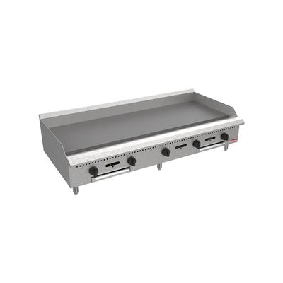 Bakemax BACG60-5 60" Gas Commercial Griddle w/ Manual Controls - 3/4" Steel Plate, Convertible, NG, Stainless Steel, Gas Type: Convertible