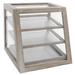 Cal-Mil 3432-110 Aspen 3 Slanted Tier Full Service Pastry Display Case - 21"W x 21 1/2"D x 21 1/2"H, Pine Wood, Gray Wash, Ambient