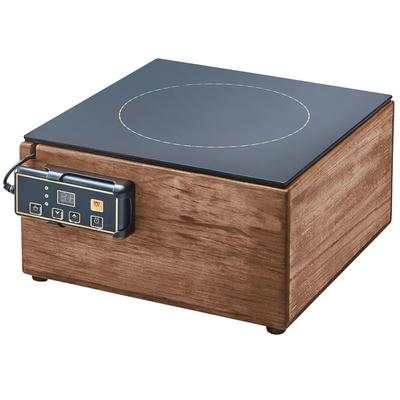 Cal-Mil 3633-78 Mid-Century Countertop Commercial Induction Cooktop w/ 1 Burner, 120v/1ph, Walnut, Glass Top