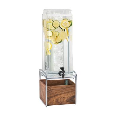Cal-Mil 3703-3-49 3 gal Beverage Dispenser w/ Ice Tube - Plastic Container, Walnut/Chrome Base, Brown