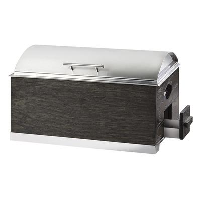 Cal-Mil 3828-87 Cinderwood Full Size Chafer w/ Hinged Lid & Chafing Fuel Heat, Dark Ash Gray/Polished Metal, Chafer Fuel Drawer