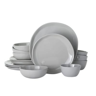 American Metalcraft CDS16SH 16 Piece Melamine Dinnerware Set, Shadow, Gray